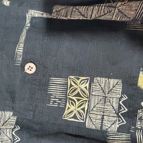 Island Republic- Black Novelty Print Palm Trees Silk Button down Shirt Sz.XL - Picture 3 of 6